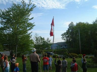 B Pack at the suspended flag pole